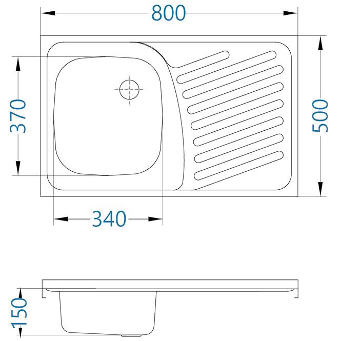 Sudoper 1 korito 80/50p+sifon