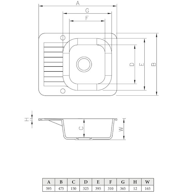 Sudoper 1 korito 595x475 bijeli