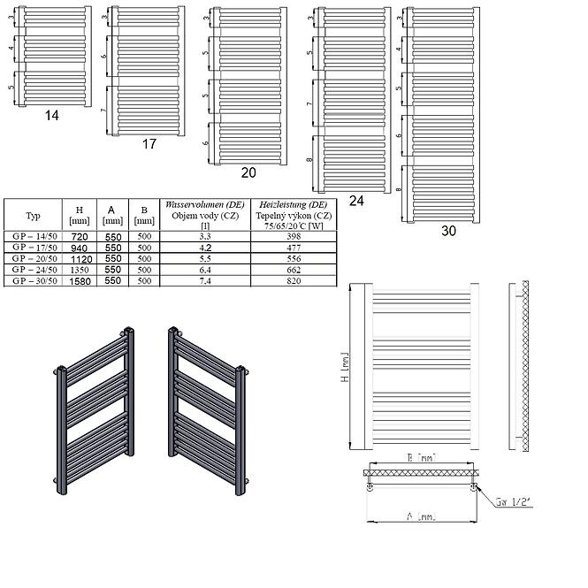 Kupaonski radijatorI GP 14/50 720X550 180W