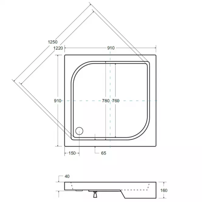 KVADRATNA TUŠ KADA OSCAR 90X90X4/16