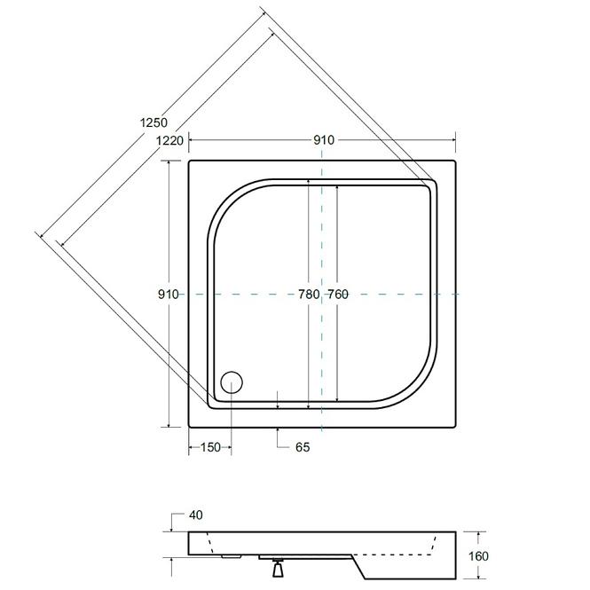 KVADRATNA TUŠ KADA OSCAR 90X90X4/16