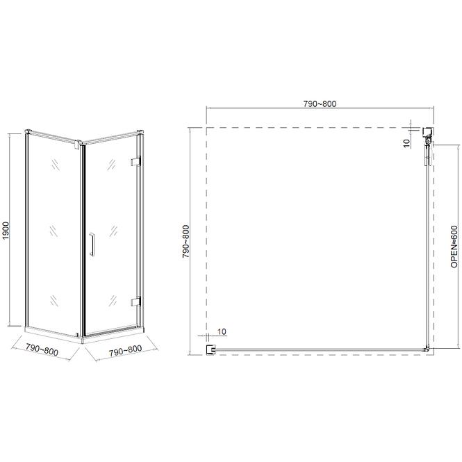 Tuš kabina 80x80x190 Crna