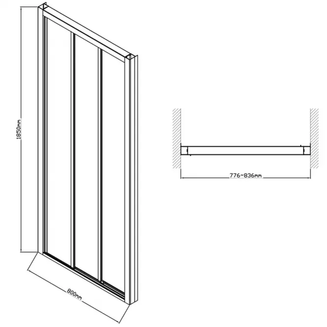 Tuš vrata 80x185 HX152 crna