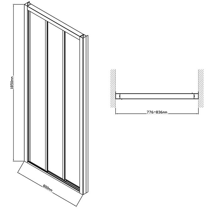 Tuš vrata 80x185 HX152 crna