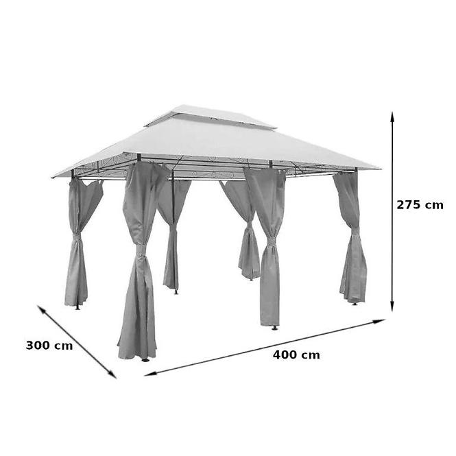 Vrtni paviljon 3x4 m sivi