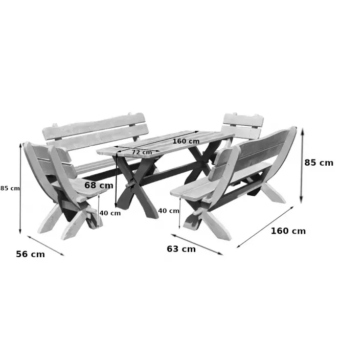 Vrtni set B115, hrast