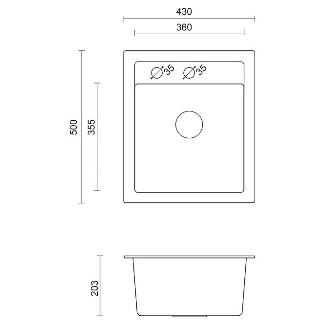 Sudoper Johnny 100 Steingran crno 43x50x20 + sifon