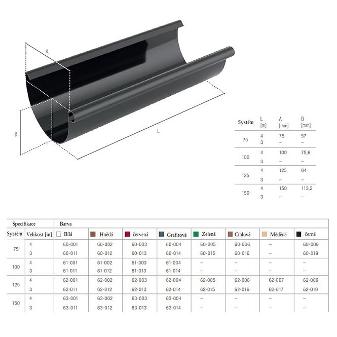 Krovni oluk 125 mm 4 m Bryza crni