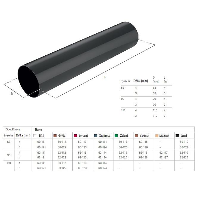 Odvodna cijev 90 mm 3 m Bryza bakrene boje