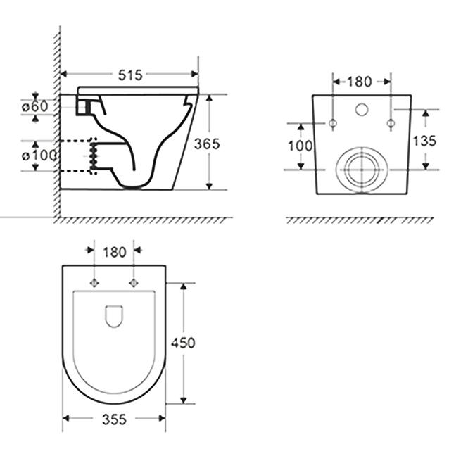 VISI WC RIMLESS S DASKA SREĆA CRNA