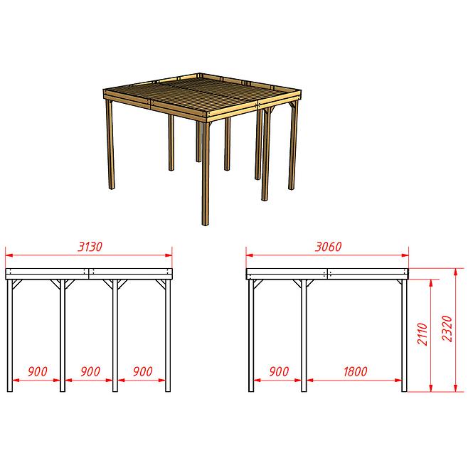 Bower nova 313x306x232 cm naturalna