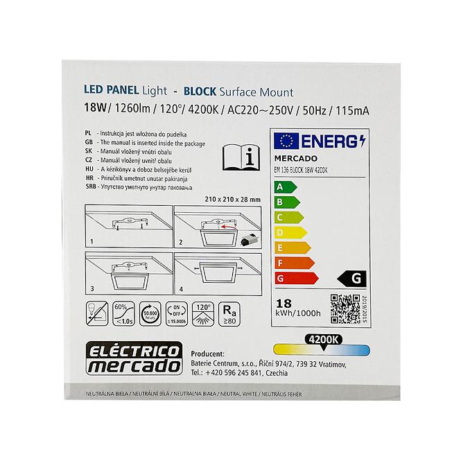 Svjetiljka LED BLOCK 18W 4200K