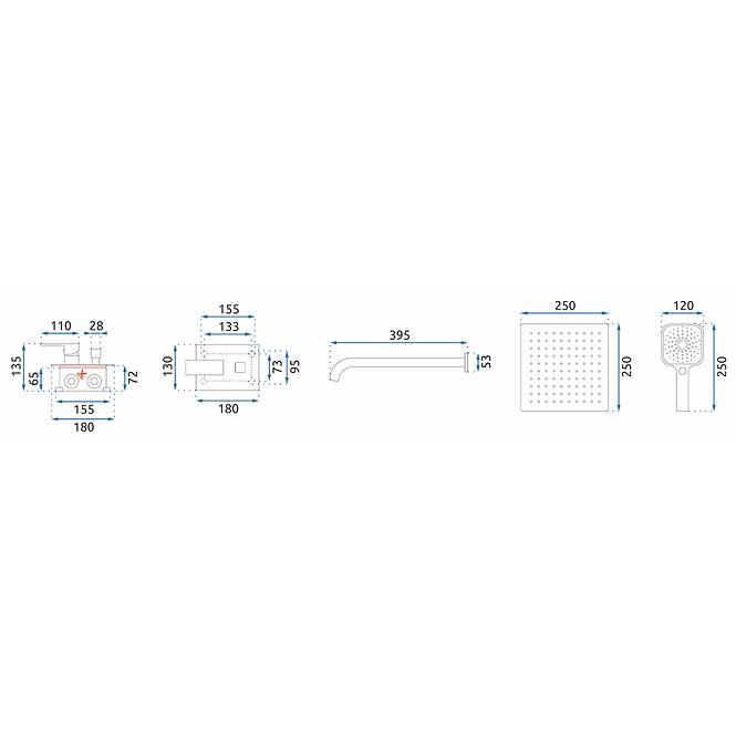 Tuš set Orix Rea P8465 crni