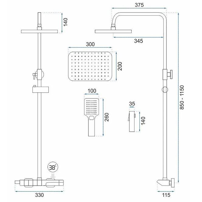 Tuš set s termostatom Rob Rea P6626 krom