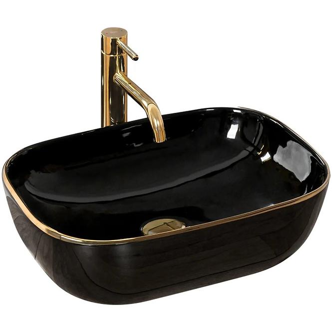 Umivaonik nadpultni Belinda Black/Gold Adge