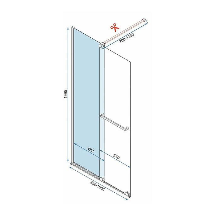 Tuš stijena Walk-in Cortis Rea K7740 100x200 black