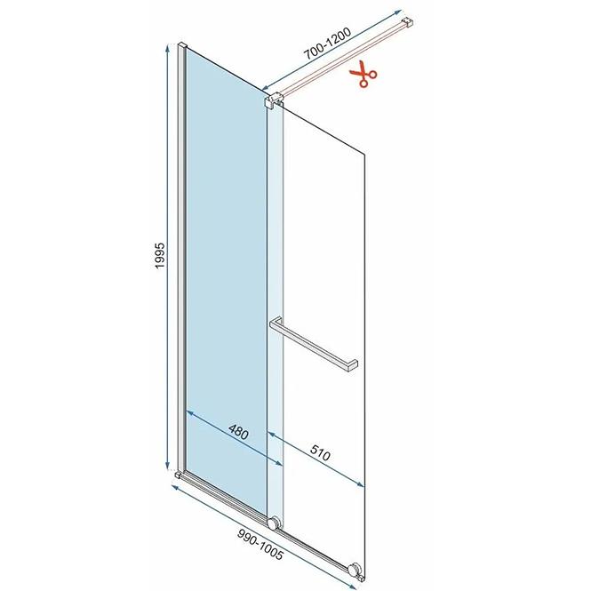 Tuš stijena Walk-in Cortis Rea K8484 100x200 gold