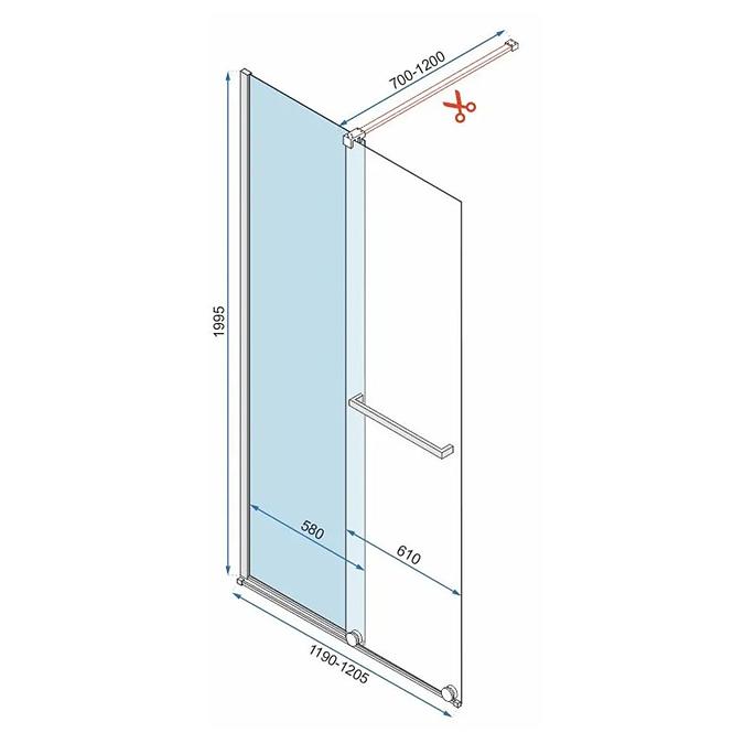 Tuš stijena Walk-in Cortis Rea K8485 120x200 gold