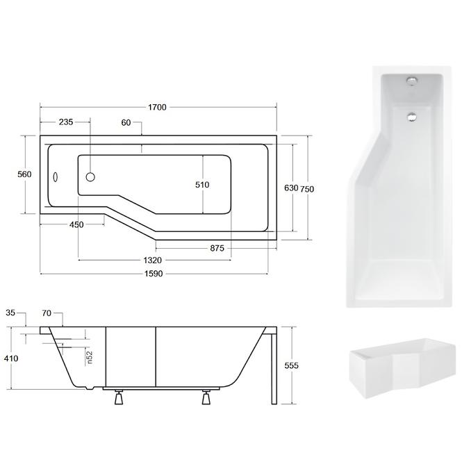 Kada Integra 170/75  D + paravan 2-dijelni