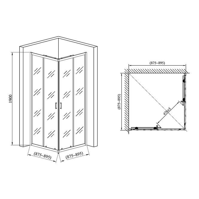 Tuš kabina Point 90x90x190 chrom