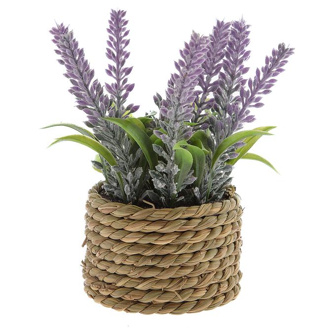 Umjetna lavanda u posudi od jute 13 cm hh006