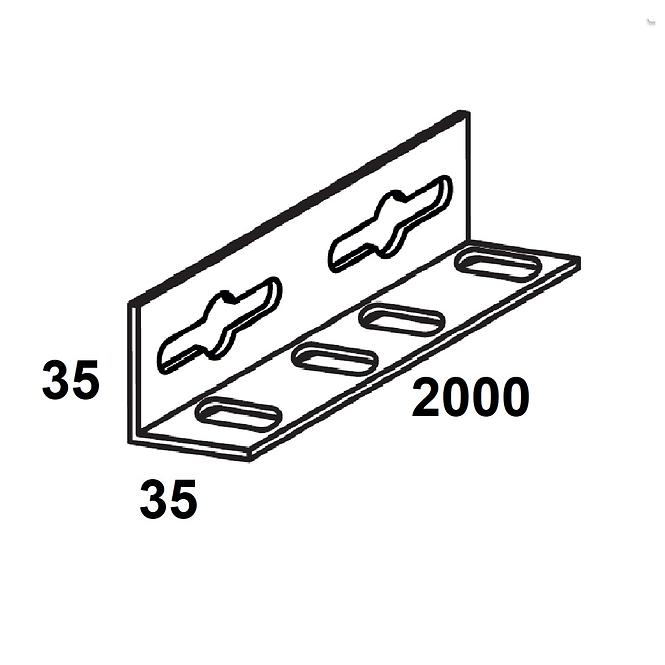 Kutni element za police čelično bijela  35x35x2000