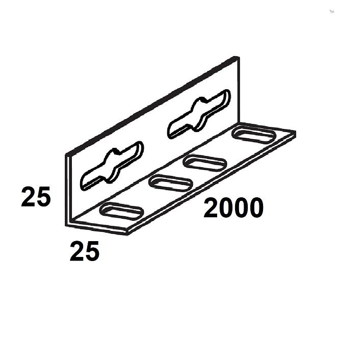 Kutni element za police čelično crna 25x25x2000