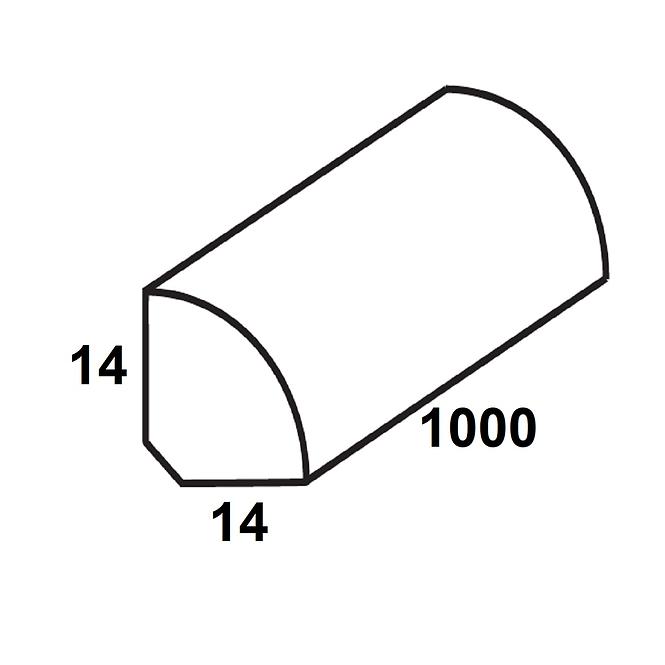 Polukružna lista pvc saten bijela 14x14x1000