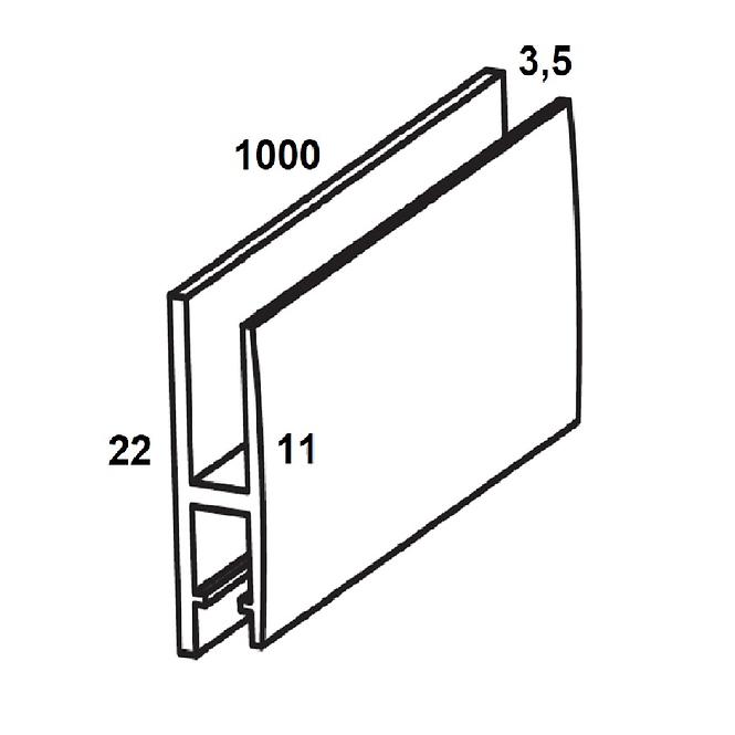 Profil h pvc bijeli sjajni 3.5x11x22x1000