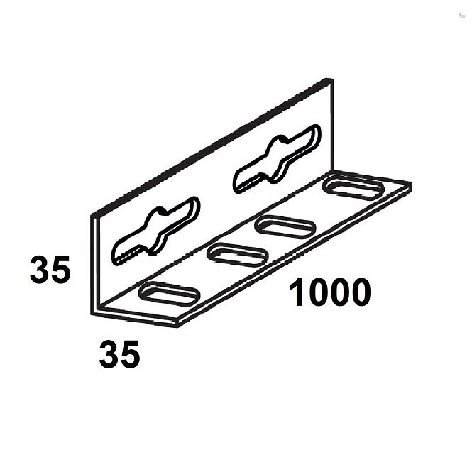 Kutni element za police čelično bijela 35x35x1000