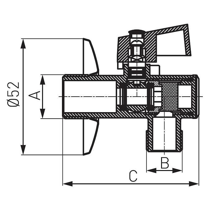 Ventil - kutni dvostruki  1/2˝x 3/4˝