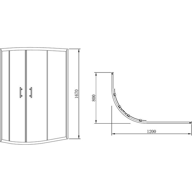 TUŠ KUT KORFU PLUS 2 120/80/167 L GRAFIT-CH