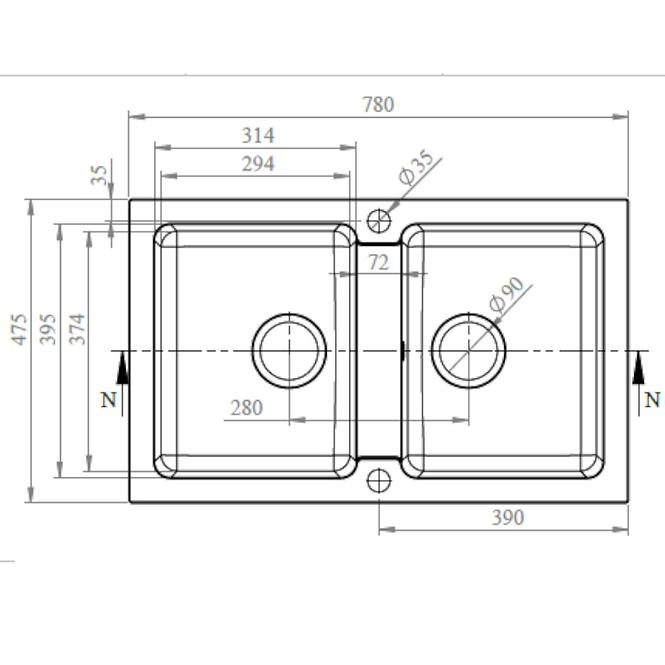 Granitni sudoper 2 korita 780x475 bijeli