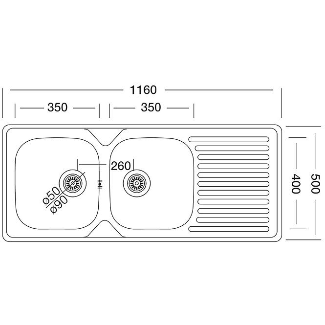 Sudoper ec-138 d 500/1160+sifon