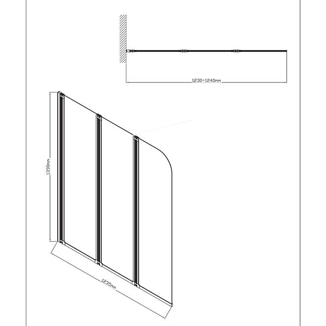 Paravan za kadu Natali 3 HX 123,5x139