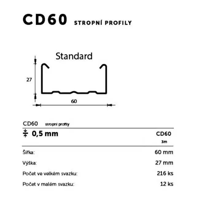 PROFIL CD60 3000MM (0,5)