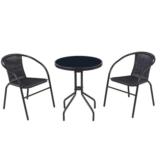 Vrtni set od umjetnog ratana Bistro stol + 2 stolice crna