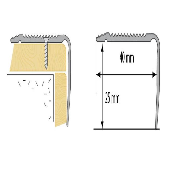 Stepenice profil LSR 40X25 1,0 C23 Zlato