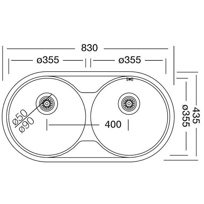 Sudoper rondo ec 139 435*830+sifon