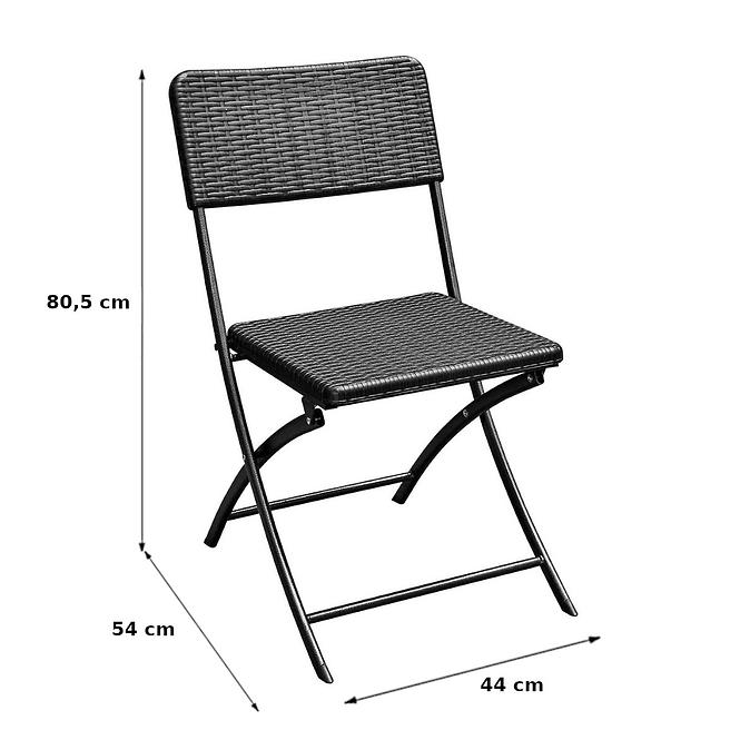 Vrtni set kvadratni stol + 2 stolice crna