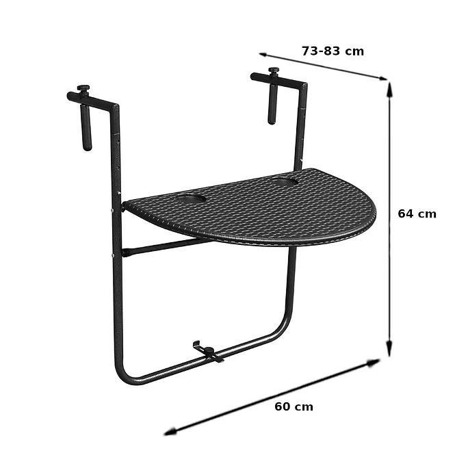 Balkonski set stol + 2 stolice crna