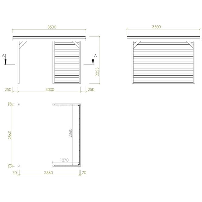 Sjenica Irga 3,5x3,5x2,25m sa zidom