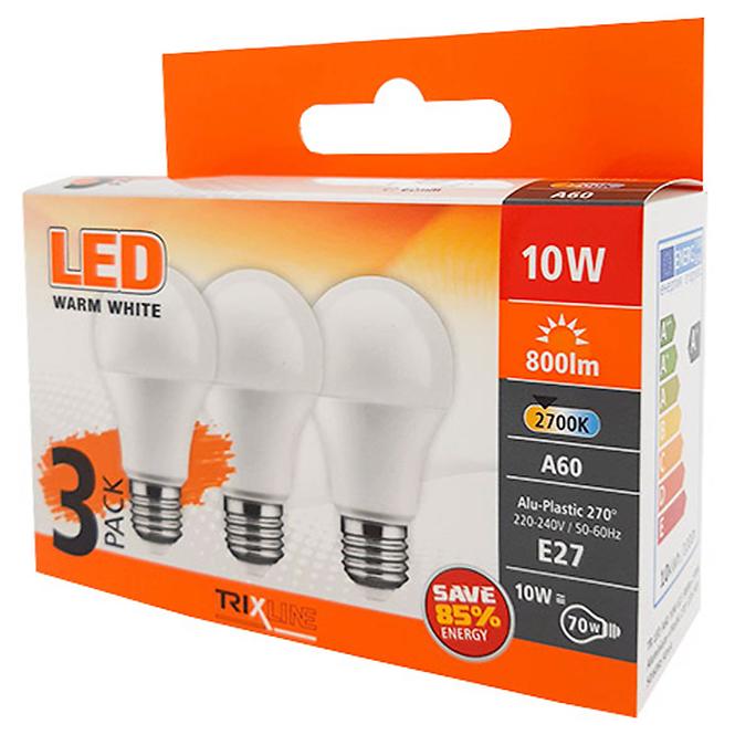 LED Žarulja A60 10W E27 800LM 2700K (3-pack)