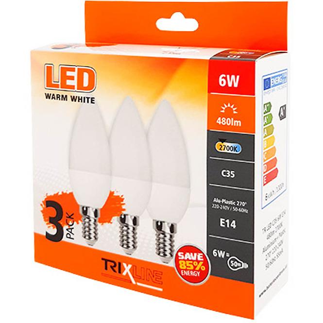 LED Žarulja C35 6W E14 480LM 2700K 3-pack