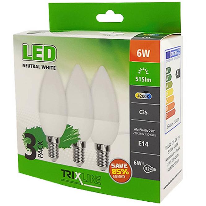 LED Žarulja C35 6W E14 515LM 4200K (3-pack)