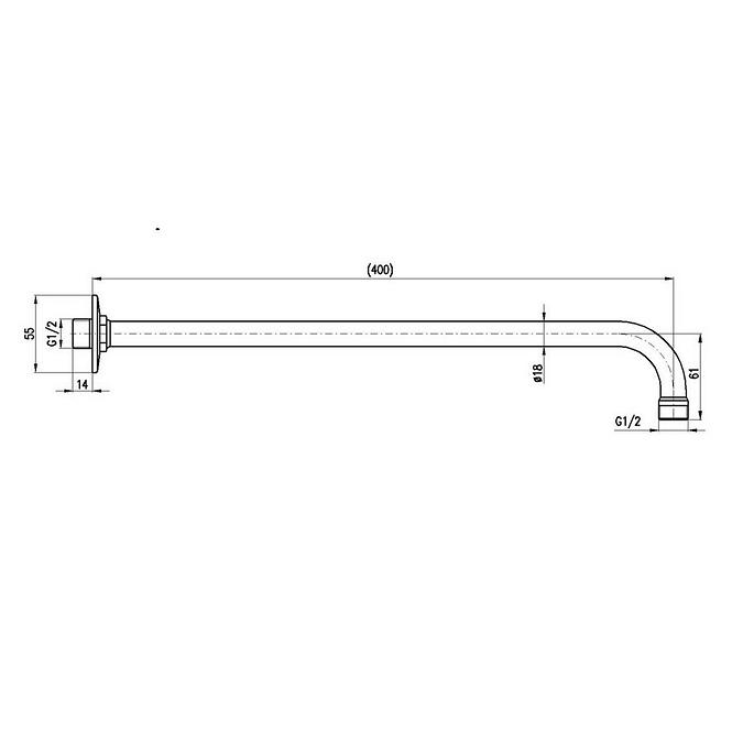 MD0150BC TUŠ RUKA 40CM BIJELA/KROM