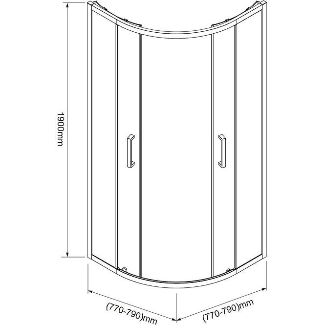 Tuš kut Aura 80x80x190 Grafit-Chr