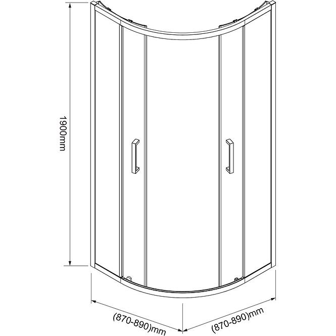 Tuš kut Aura 90x90x190 Grafit-Chr