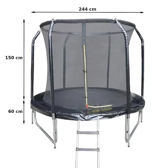 Trampolin s ljestvama 244cm crna