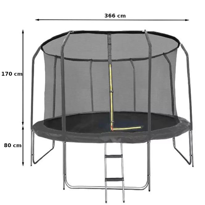 Trampolin s ljestvama 366cm crna